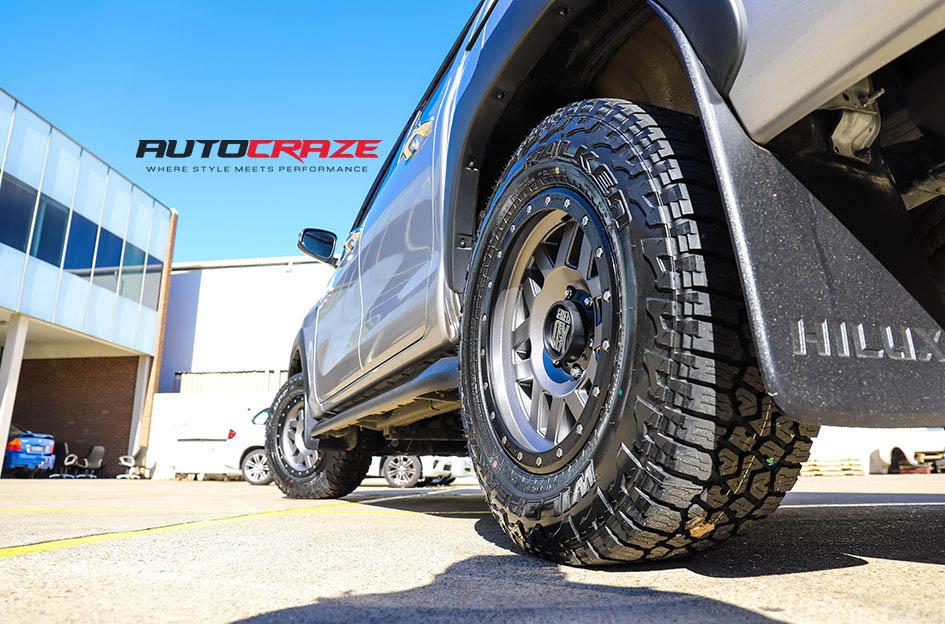 TOYOTA HILUX N80 4WD MACHETE XD MATTE GREY WITH BLACK RING
